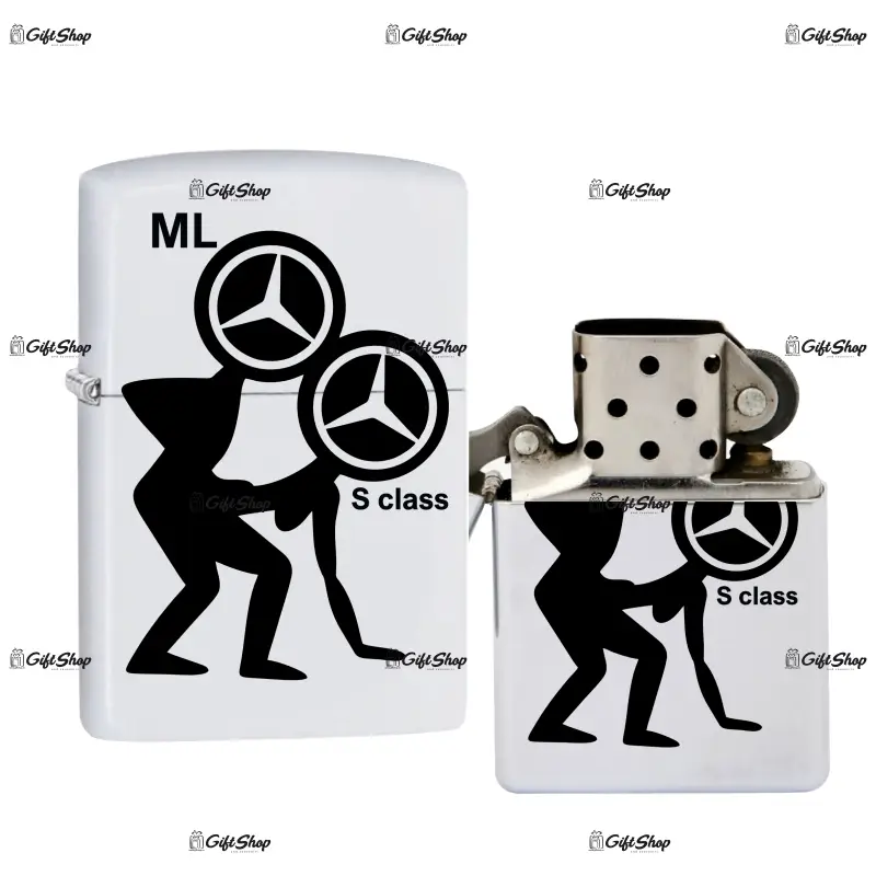 Mercedes ml vs mercedes s class, bricheta metalica gravata laser cu mesaj